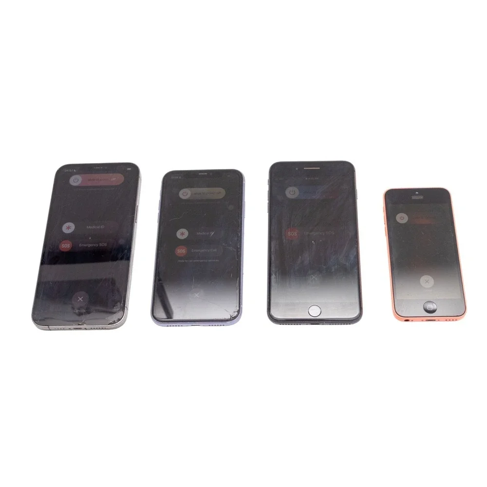Lot of 4 Apple iPhones 13 Pro 11 8 Plus 5C Locked For Parts Repair Read